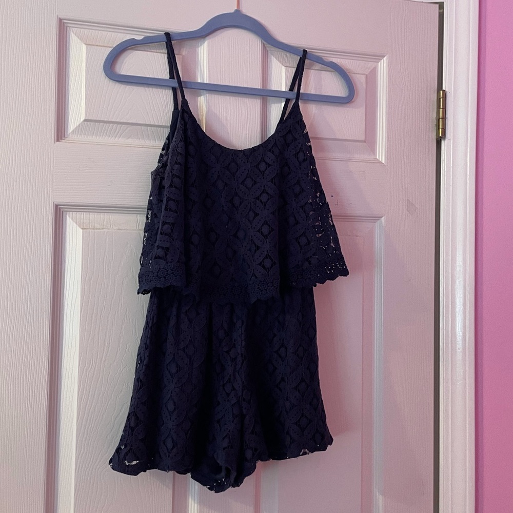 Francescas, size small, navy blue lace romper